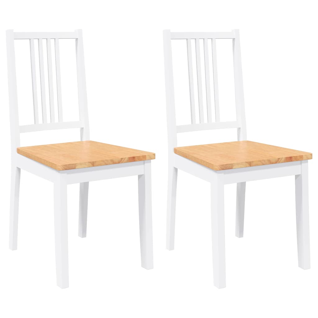 Esszimmerstühle 2 Stk. Weiß Massivholz Gummibaum
