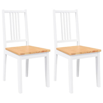 Esszimmerstühle 2 Stk. Weiß Massivholz Gummibaum