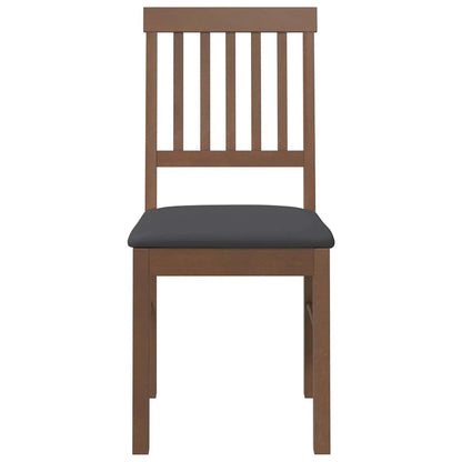 Esszimmerstühle mit Kissen 2 Stk. Braun Massivholz Gummibaum