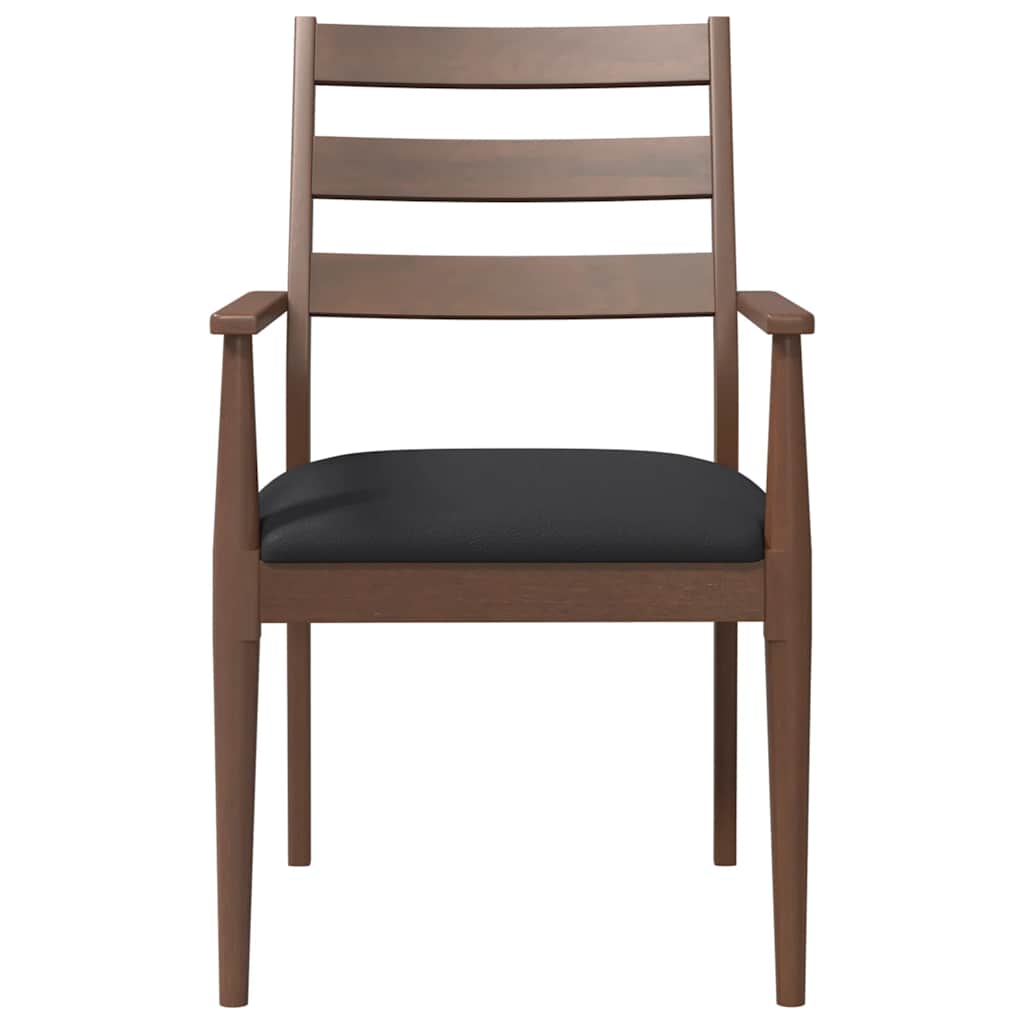 Esszimmerstühle mit Kissen 2 Stk. Braun Massivholz Gummibaum