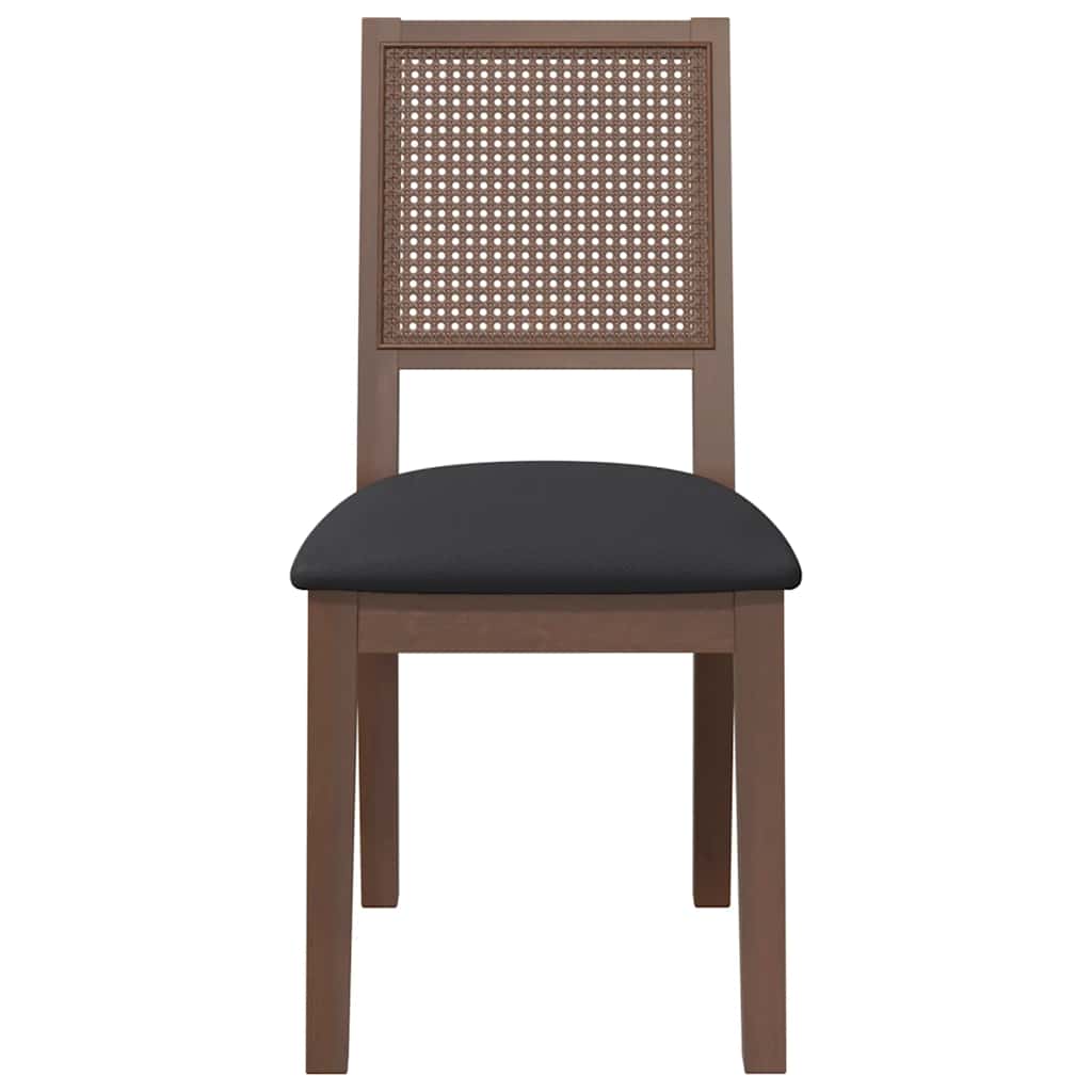 Esszimmerstühle mit Kissen 2 Stk. Braun Massivholz Gummibaum