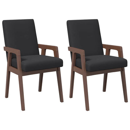 Esszimmerstühle mit Kissen 2 Stk. Braun Massivholz Gummibaum