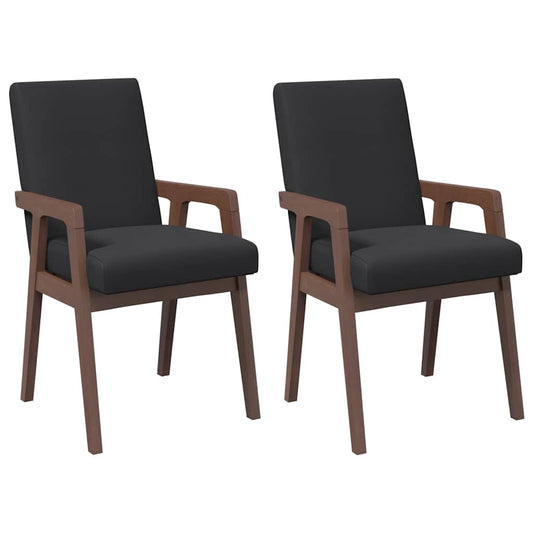 Esszimmerstühle mit Kissen 2 Stk. Braun Massivholz Gummibaum