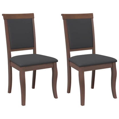 Esszimmerstühle mit Kissen 2 Stk. Braun Massivholz Gummibaum