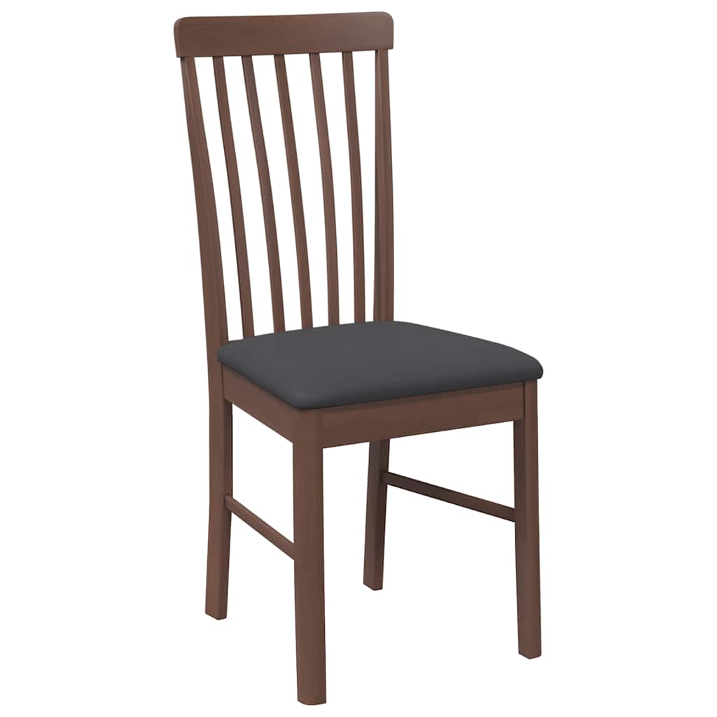 Esszimmerstühle mit Kissen 2 Stk. Braun Massivholz Gummibaum