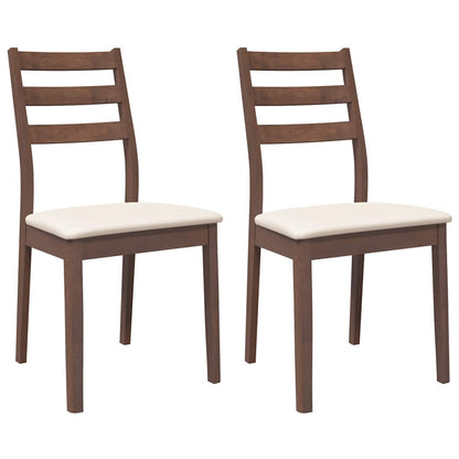 Esszimmerstühle mit Kissen 2 Stk. Braun Massivholz Gummibaum