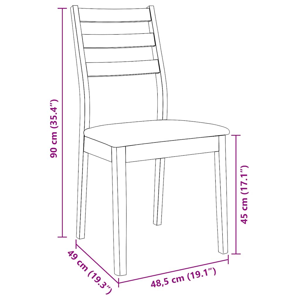 Esszimmerstühle mit Kissen 2 Stk. Braun Massivholz Gummibaum