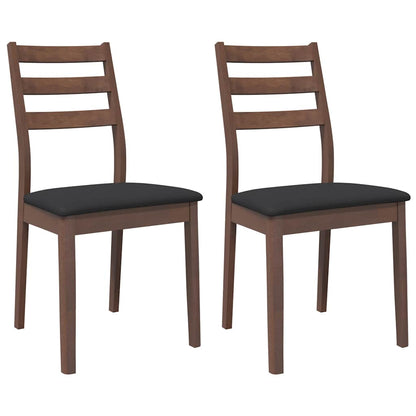 Esszimmerstühle mit Kissen 2 Stk. Braun Massivholz Gummibaum