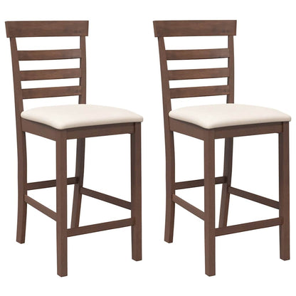 Barhocker mit Kissen 2 Stk. Braun Massivholz Gummibaum
