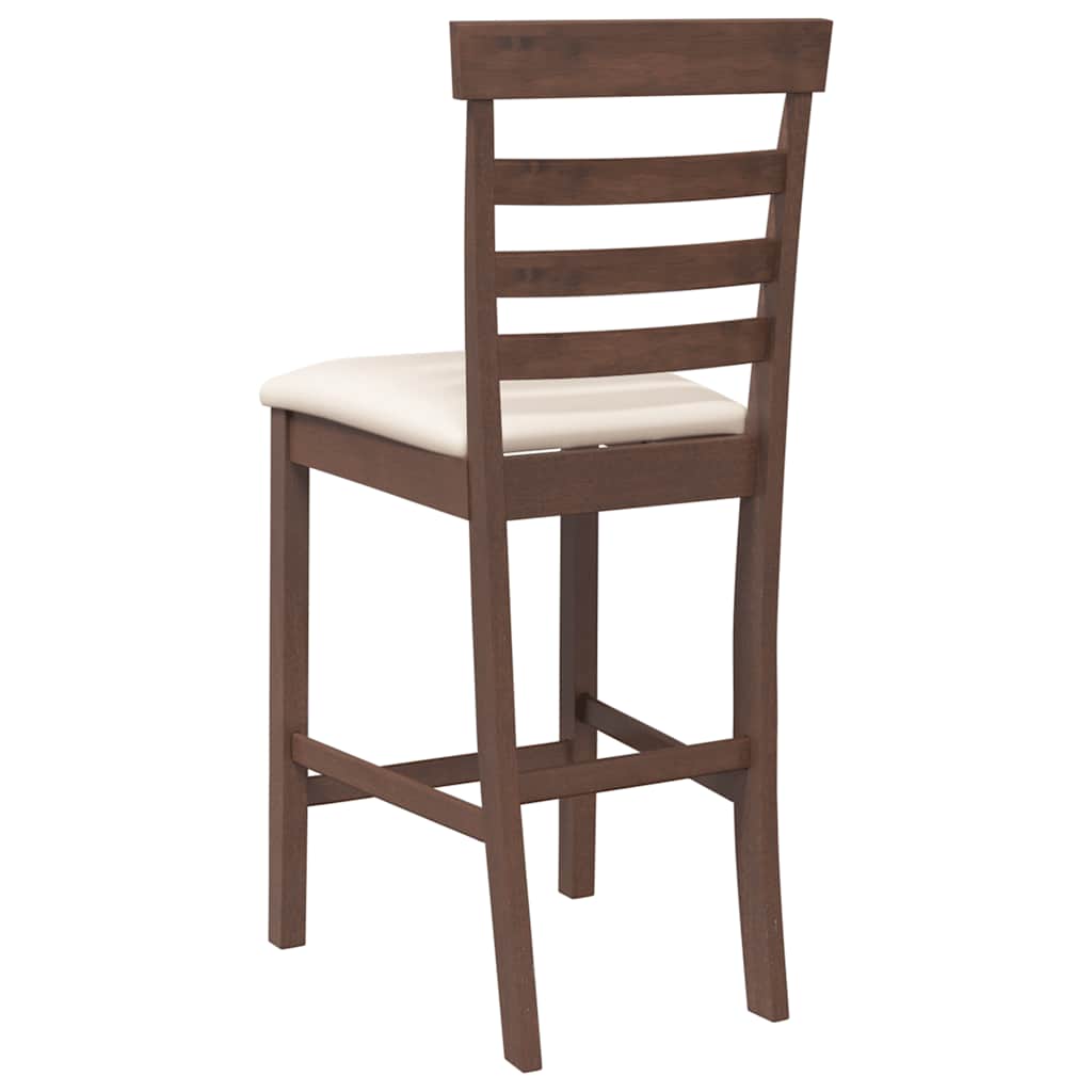 Barhocker mit Kissen 2 Stk. Braun Massivholz Gummibaum
