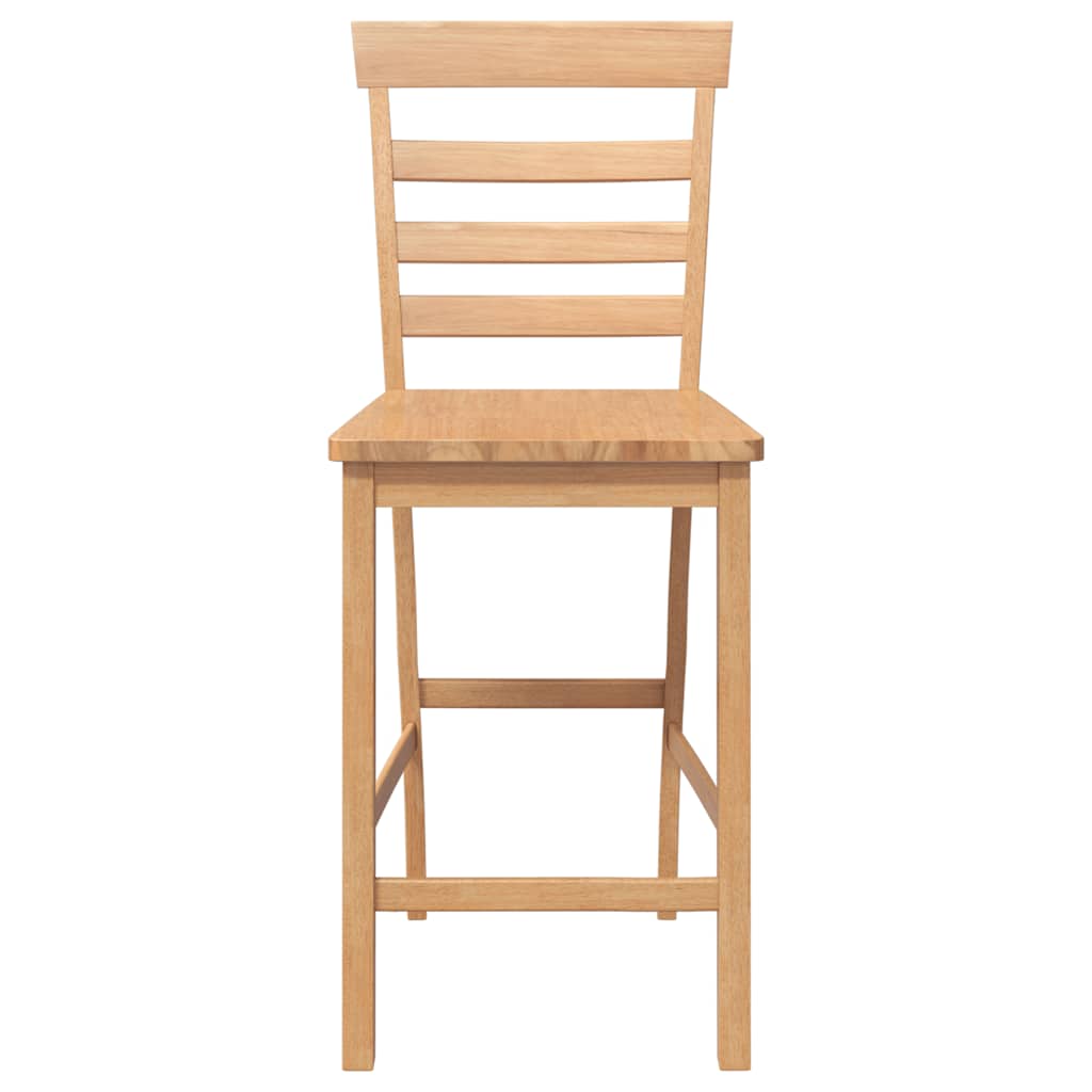 Barhocker 2 Stk. Natur Massivholz Gummibaum