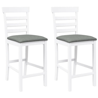 Barhocker mit Kissen 2 Stk. Weiß Massivholz Gummibaum