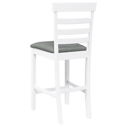 Barhocker mit Kissen 2 Stk. Weiß Massivholz Gummibaum