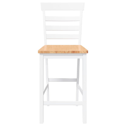 Barhocker 2 Stk. Weiß Massivholz Gummibaum