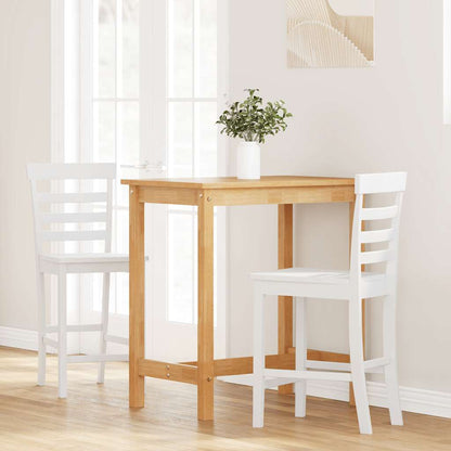 Barhocker 2 Stk. Weiß Massivholz Gummibaum