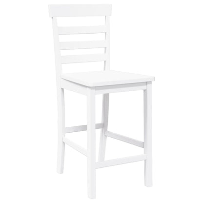Barhocker 2 Stk. Weiß Massivholz Gummibaum
