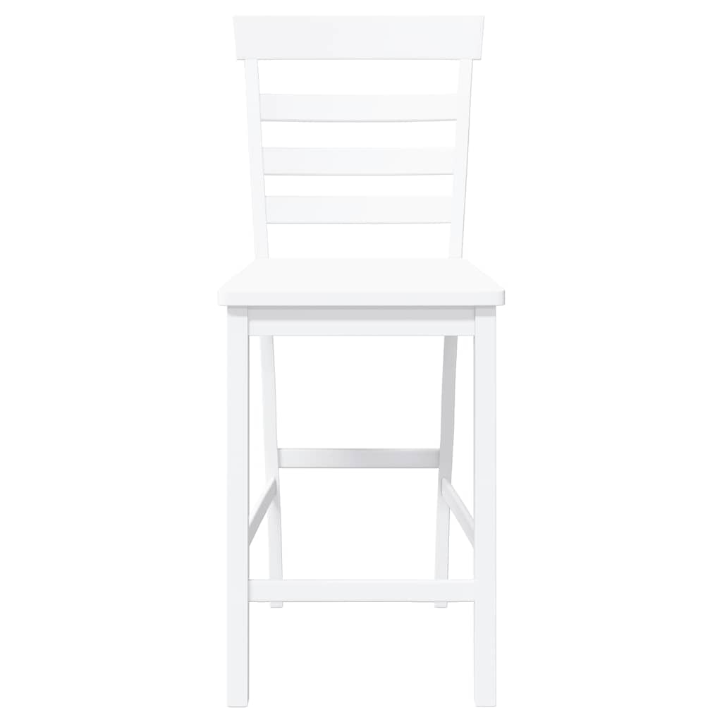 Barhocker 2 Stk. Weiß Massivholz Gummibaum
