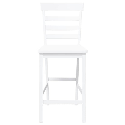 Barhocker 2 Stk. Weiß Massivholz Gummibaum