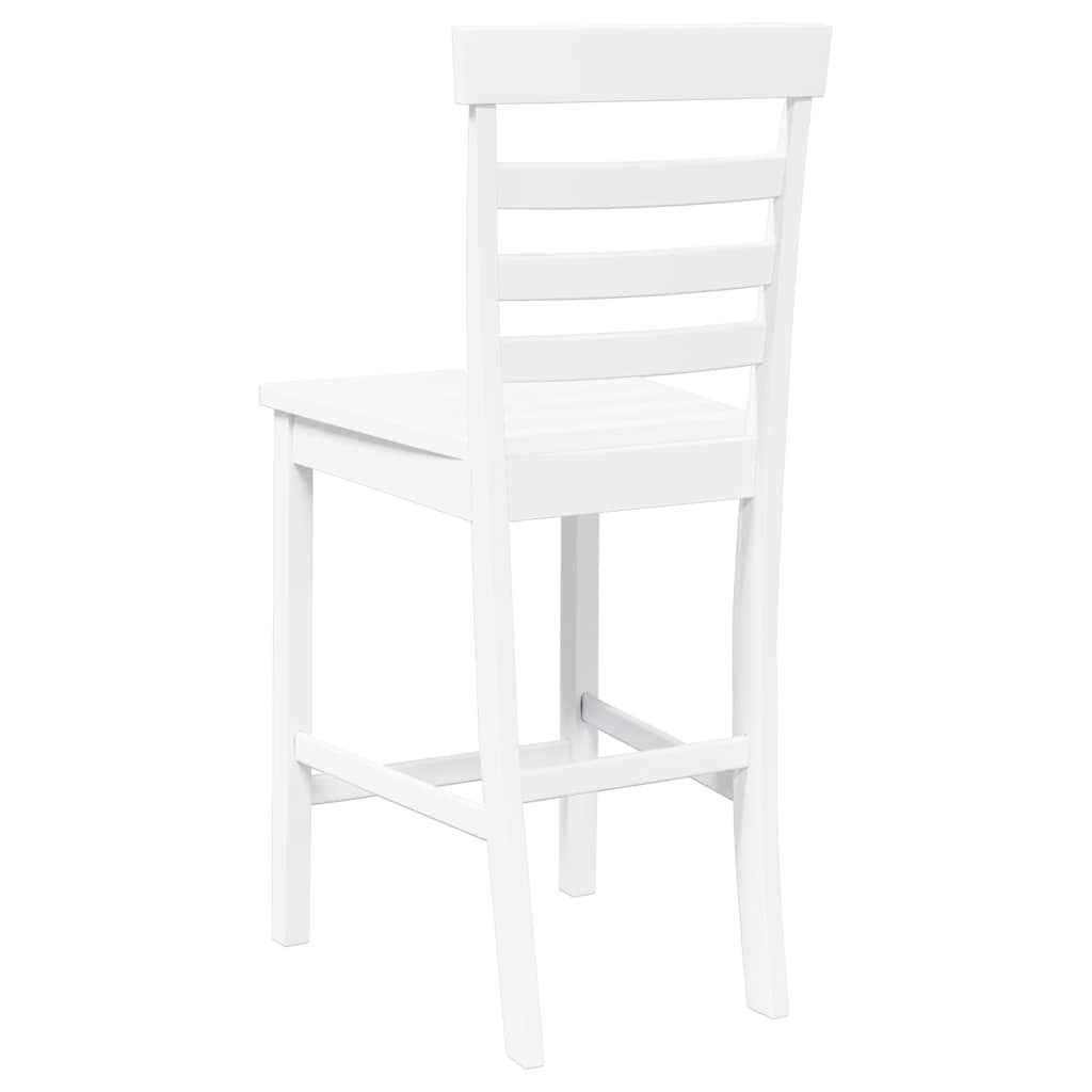 Barhocker 2 Stk. Weiß Massivholz Gummibaum