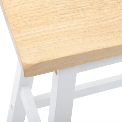 Barhocker 2 Stk. Weiß Massivholz Gummibaum