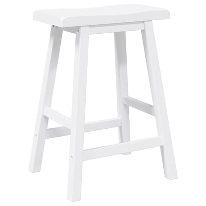 Barhocker 2 Stk. Weiß Massivholz Gummibaum