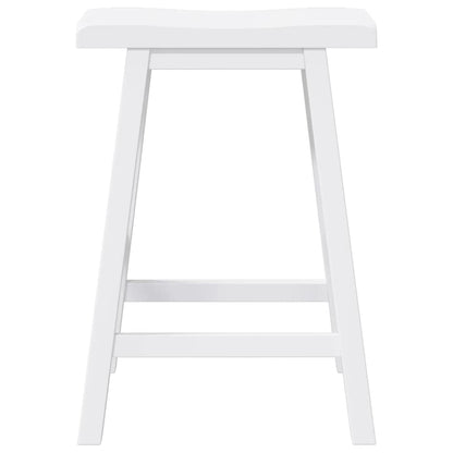 Barhocker 2 Stk. Weiß Massivholz Gummibaum