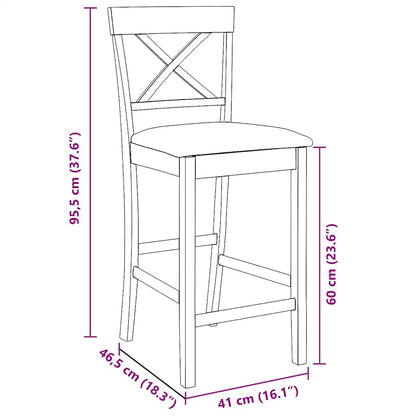 Barhocker mit Kissen 2 Stk. Braun Massivholz Gummibaum