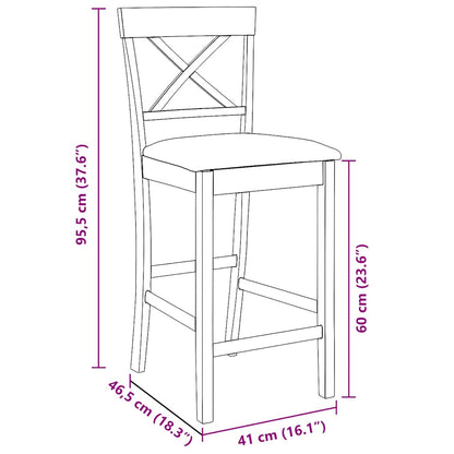 Barhocker mit Kissen 2 Stk. Braun Massivholz Gummibaum