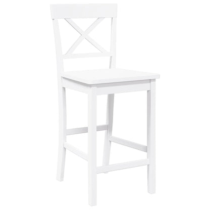 Barhocker 2 Stk. Weiß Massivholz Gummibaum