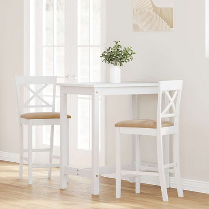 Barhocker mit Kissen 2 Stk. Weiß Massivholz Gummibaum