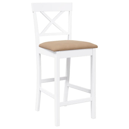 Barhocker mit Kissen 2 Stk. Weiß Massivholz Gummibaum