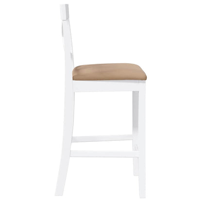 Barhocker mit Kissen 2 Stk. Weiß Massivholz Gummibaum