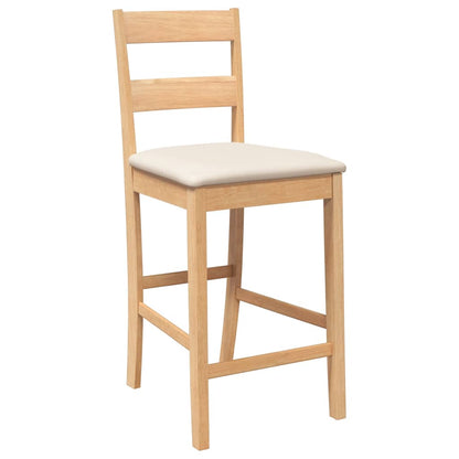Barhocker mit Kissen 2 Stk. Natur Massivholz Gummibaum