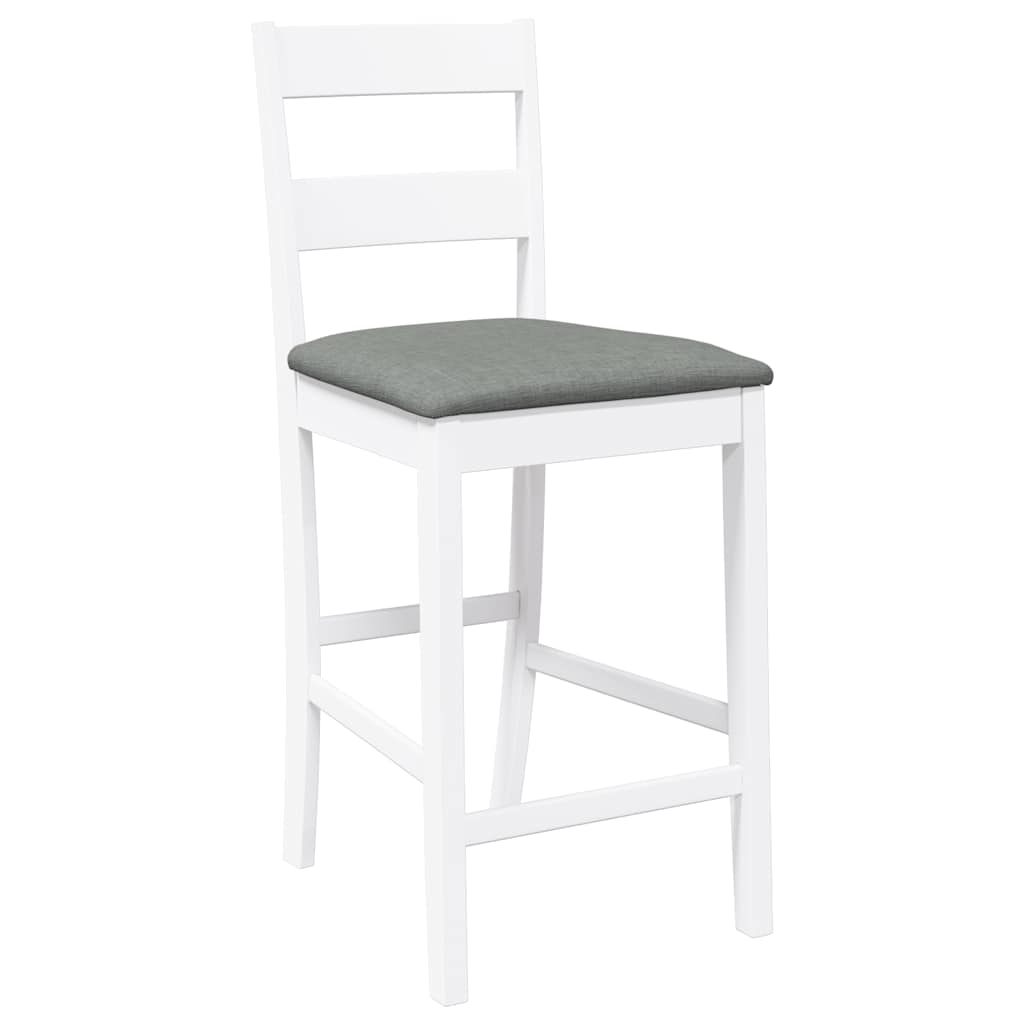Barhocker mit Kissen 2 Stk. Weiß Massivholz Gummibaum