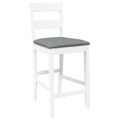 Barhocker mit Kissen 2 Stk. Weiß Massivholz Gummibaum