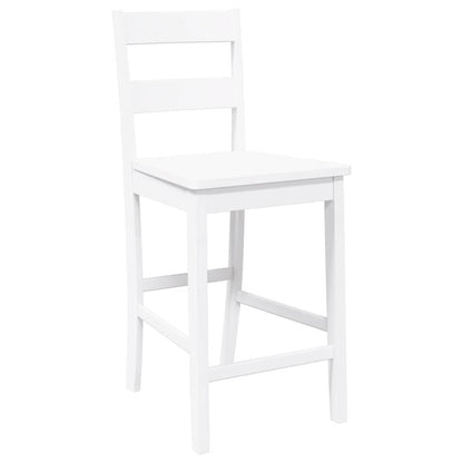 Barhocker 2 Stk. Weiß Massivholz Gummibaum