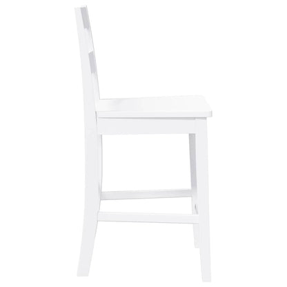 Barhocker 2 Stk. Weiß Massivholz Gummibaum
