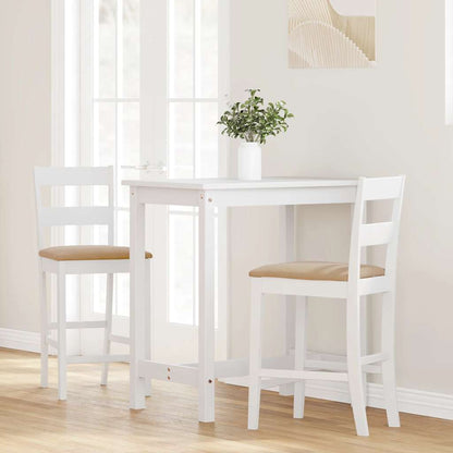 Barhocker mit Kissen 2 Stk. Weiß Massivholz Gummibaum