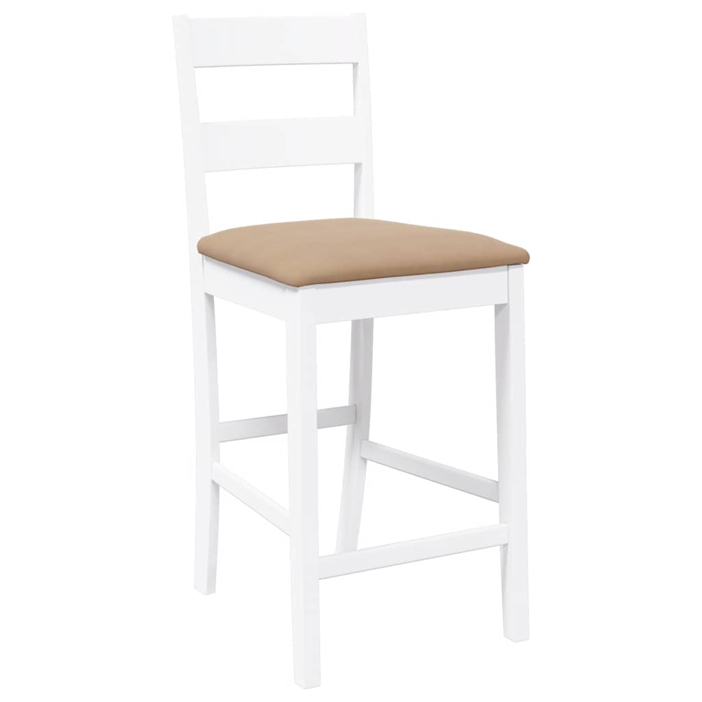 Barhocker mit Kissen 2 Stk. Weiß Massivholz Gummibaum