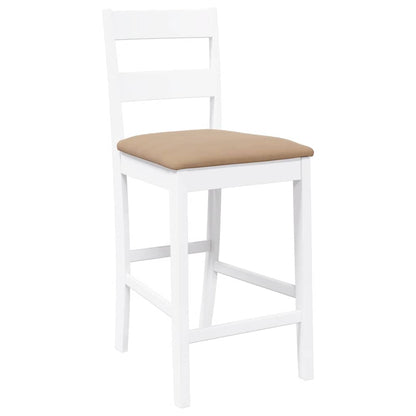 Barhocker mit Kissen 2 Stk. Weiß Massivholz Gummibaum