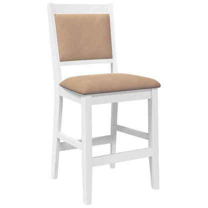 Barhocker mit Kissen 2 Stk. Weiß Massivholz Gummibaum