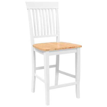 Barhocker 2 Stk. Weiß Massivholz Gummibaum