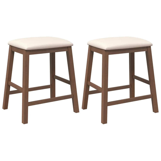 Barstühle mit Kissen 2 Stk. Braun Massivholz Gummibaum