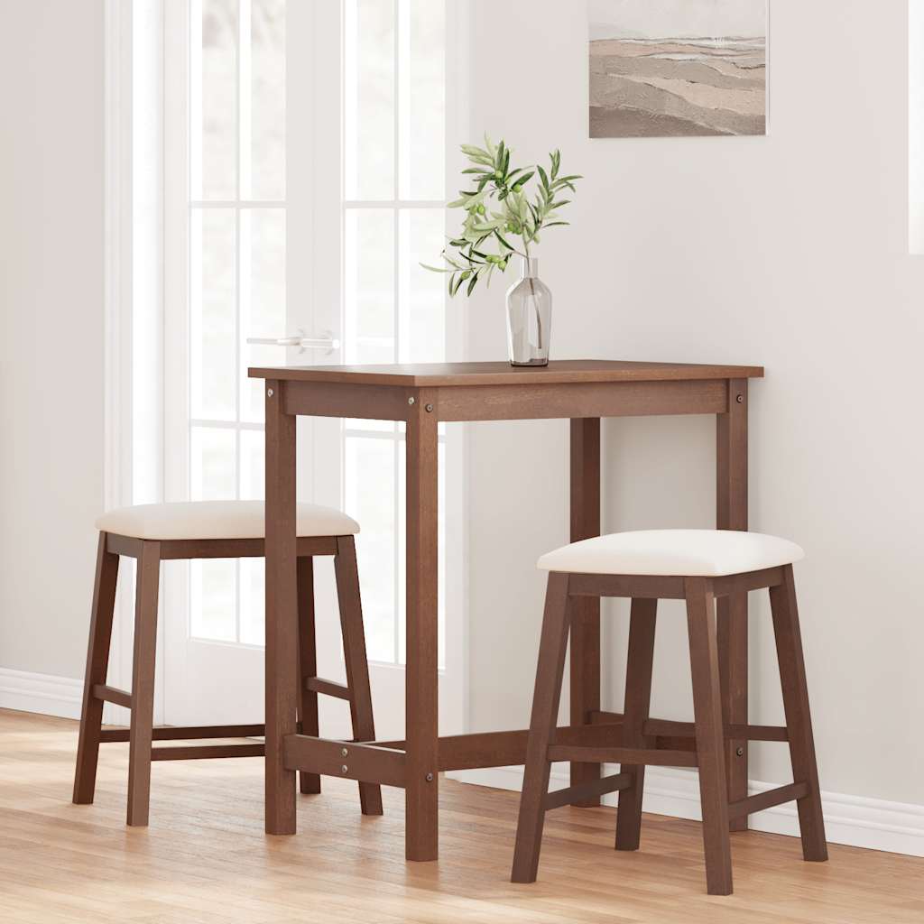 Barstühle mit Kissen 2 Stk. Braun Massivholz Gummibaum