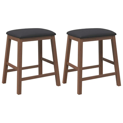 Barstühle mit Kissen 2 Stk. Braun Massivholz Gummibaum