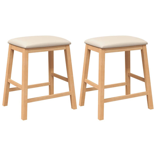 Barstühle mit Kissen 2 Stk. Massivholz Gummibaum