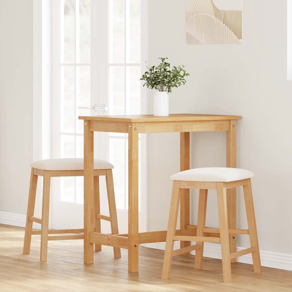 Barstühle mit Kissen 2 Stk. Massivholz Gummibaum