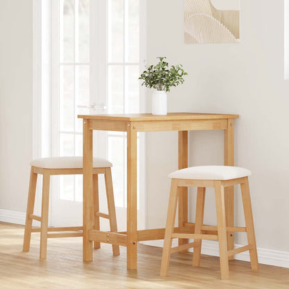Barstühle mit Kissen 2 Stk. Massivholz Gummibaum
