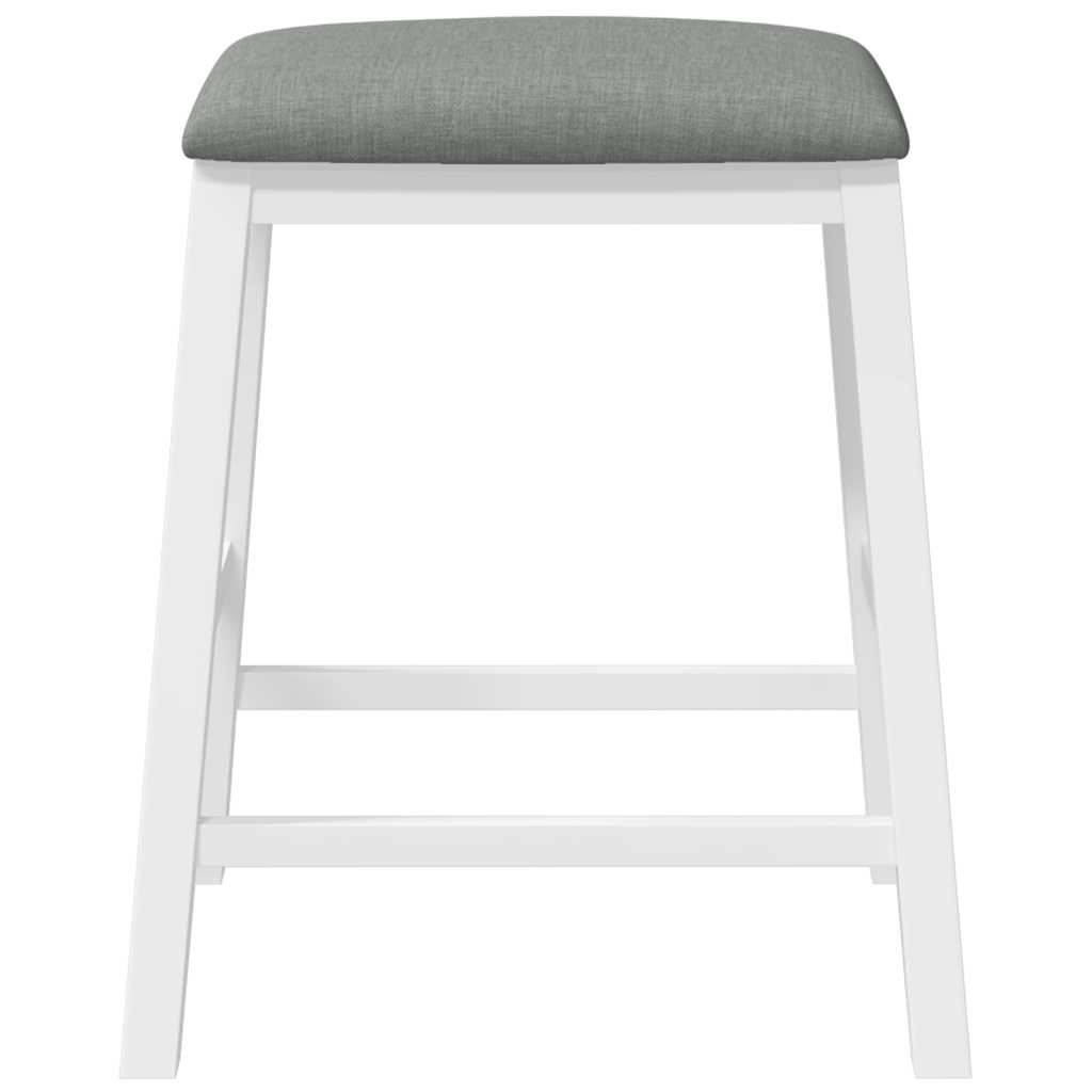 Barstühle mit Kissen 2 Stk. Weiß Massivholz Gummibaum