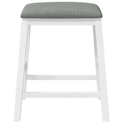 Barstühle mit Kissen 2 Stk. Weiß Massivholz Gummibaum